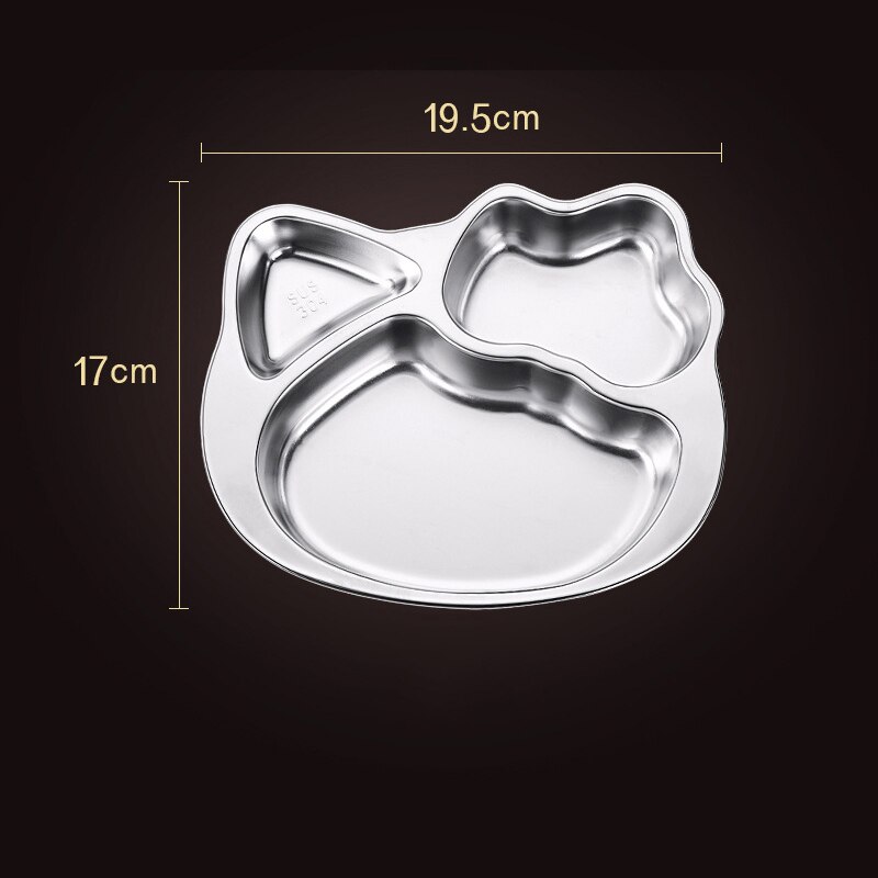 Stainless Steel Tableware Plate For Food Serving Table Plates For Children Dinner Lunch Kitchen Convenience Food Tray: cat