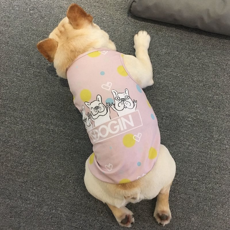 Kesä viilentävät lemmikkivaatteet ulkoilu lihava koira liivi paita vaatteet koirille liivi ranskanbulldog vaatteet koirille: S / Xl