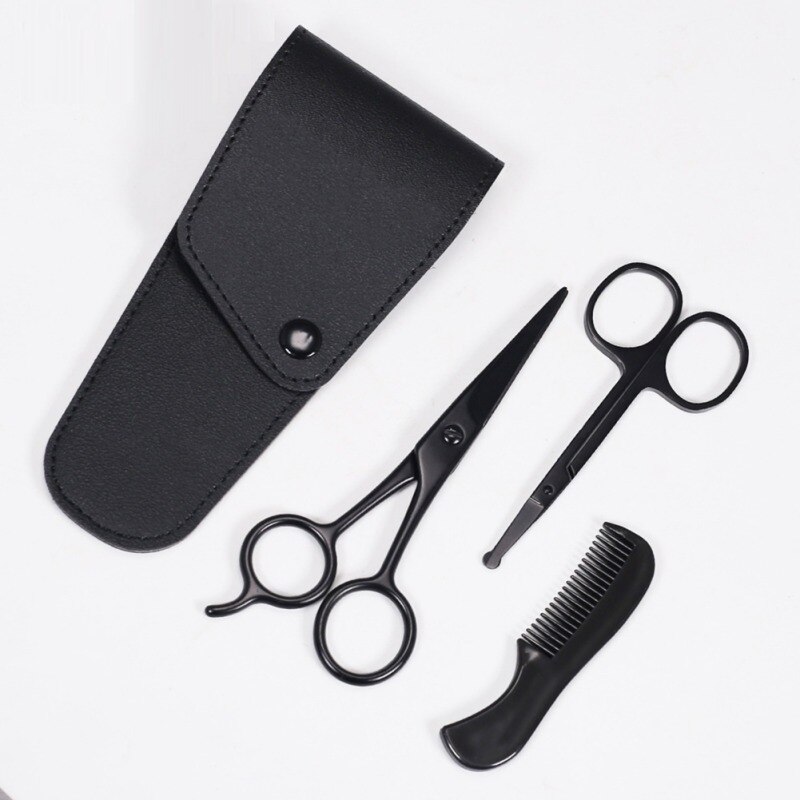 3Pcs Baard Mannen Snor Kam Trimmen Grooming Schaar Kit Schaar Set Kit Voor Mannen Zorg