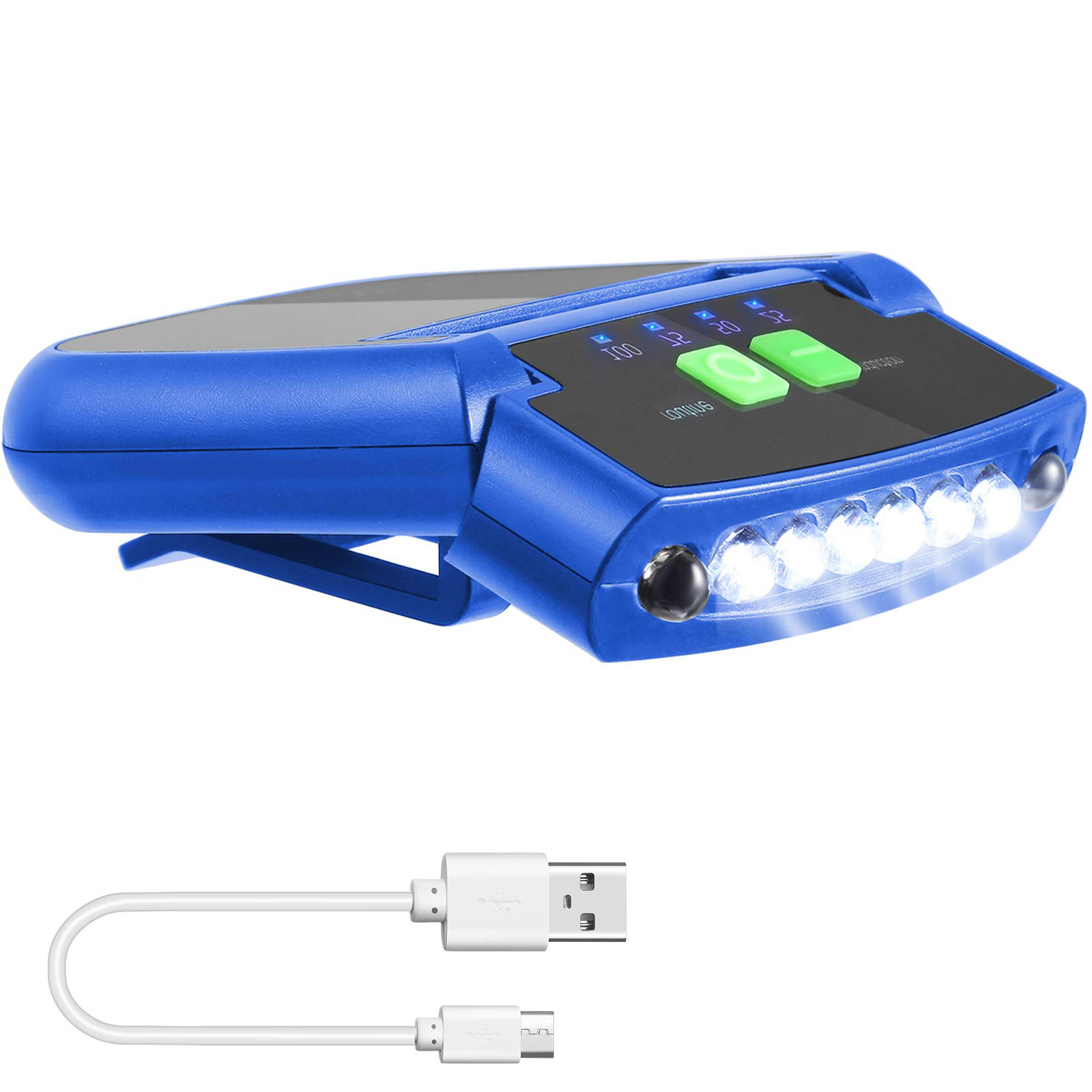 Latarka LED z klipsem na czapce Latarka z klipsem na USB Wodoodporna, bardzo jasna latarka na kapelusz bez użycia rąk: green