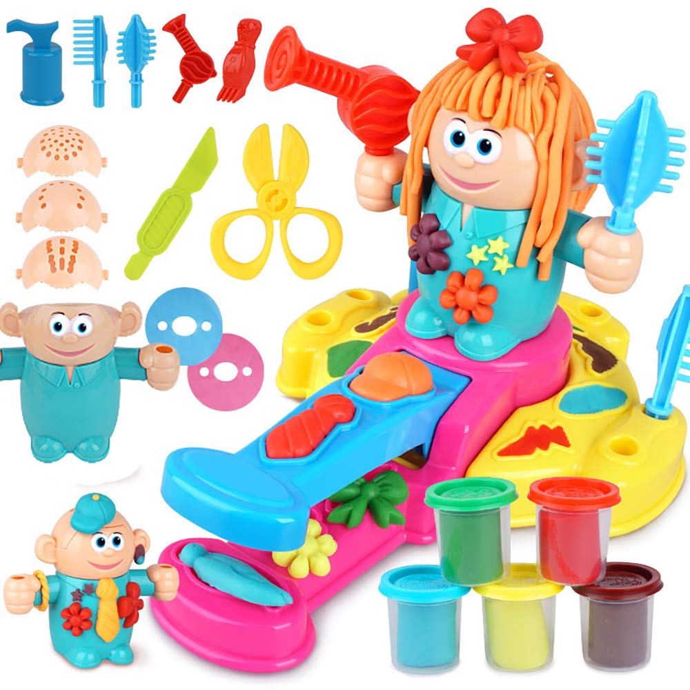 Handgemaakte diy 3d kleuren modder nep kapper kapper rollenspel haar groeien knippen kam plasticine gereedschapsset
