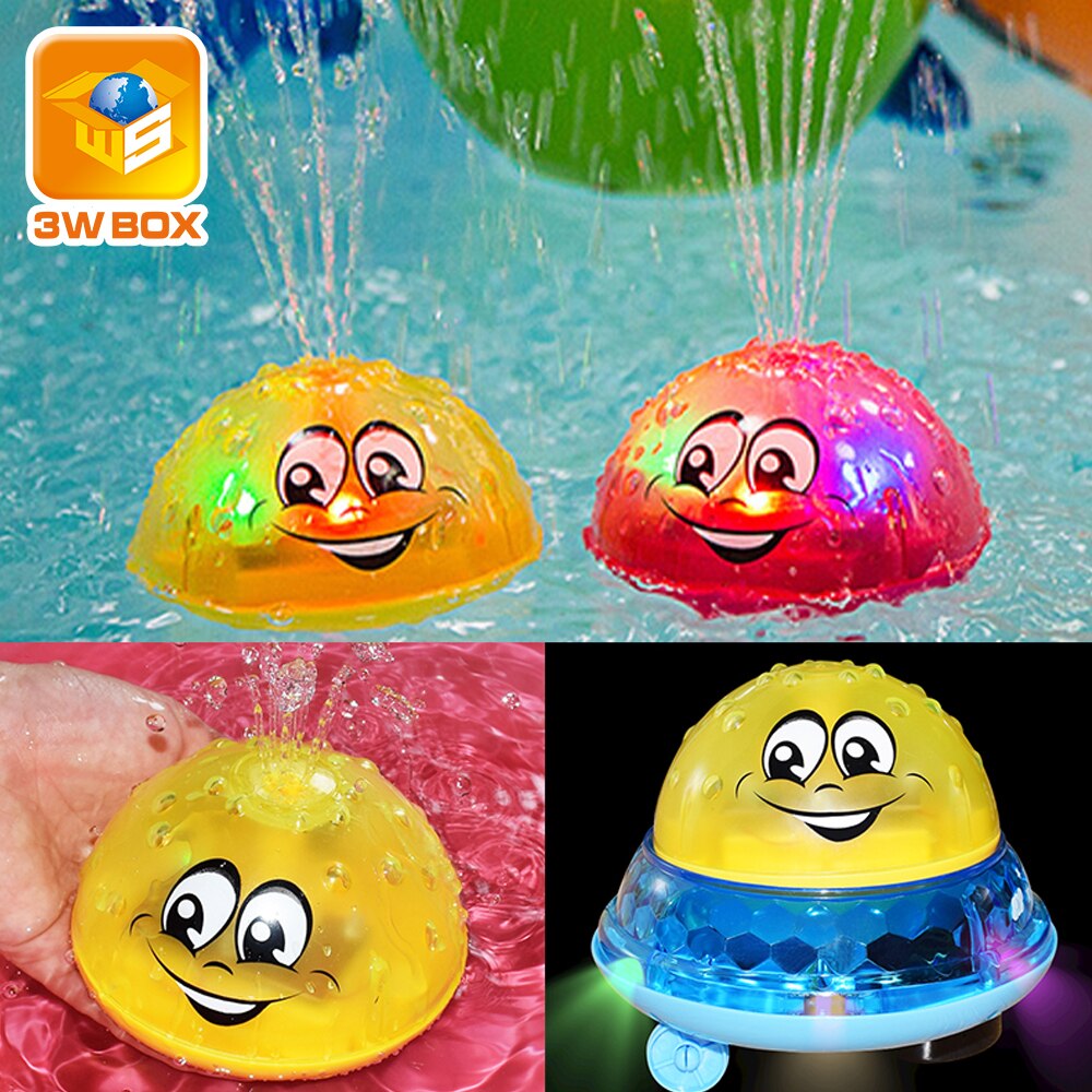 3Wbox Water Bad Speelgoed Spuiten Licht Draaien Met Douche Zwembad Kids Peuter Zwemmen Party Badkamer Led Licht Speelgoed voor Kinderen