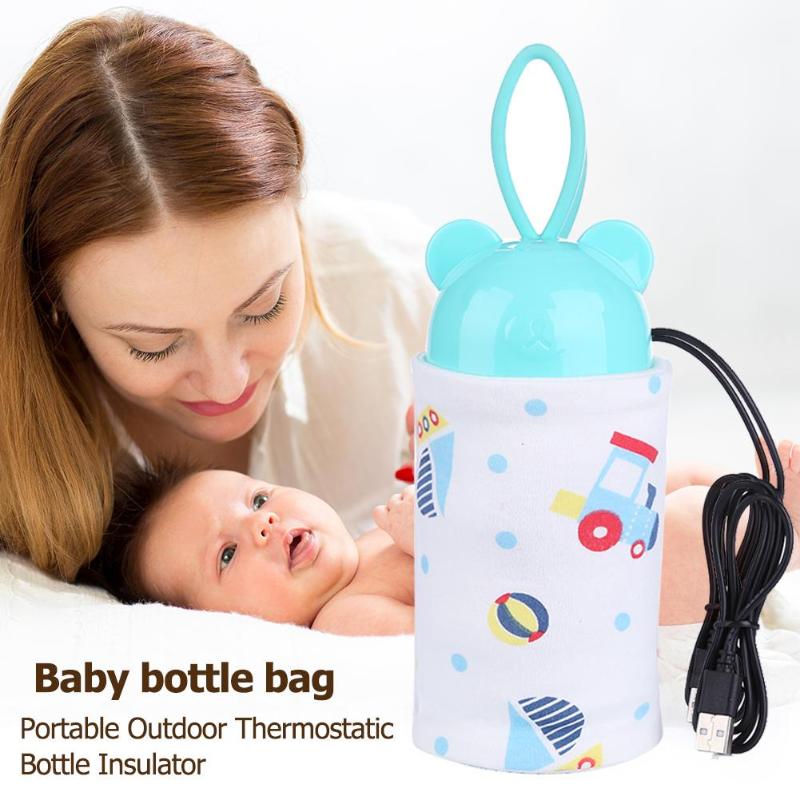 USB Baby Flasche Wärmer Tragbare Milch Reise Tasse Wärmer Heizung Kleinkind Fütterung Flasche Tasche Lagerung Bucht