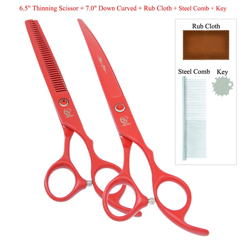 7.0 &quot;Hund Scheren Japan Stahl Hundesalon Schere Tiere Gerade Gebogen Schneiden Tijeras Ausdünnung Schere B0029A: B0029A-13-70