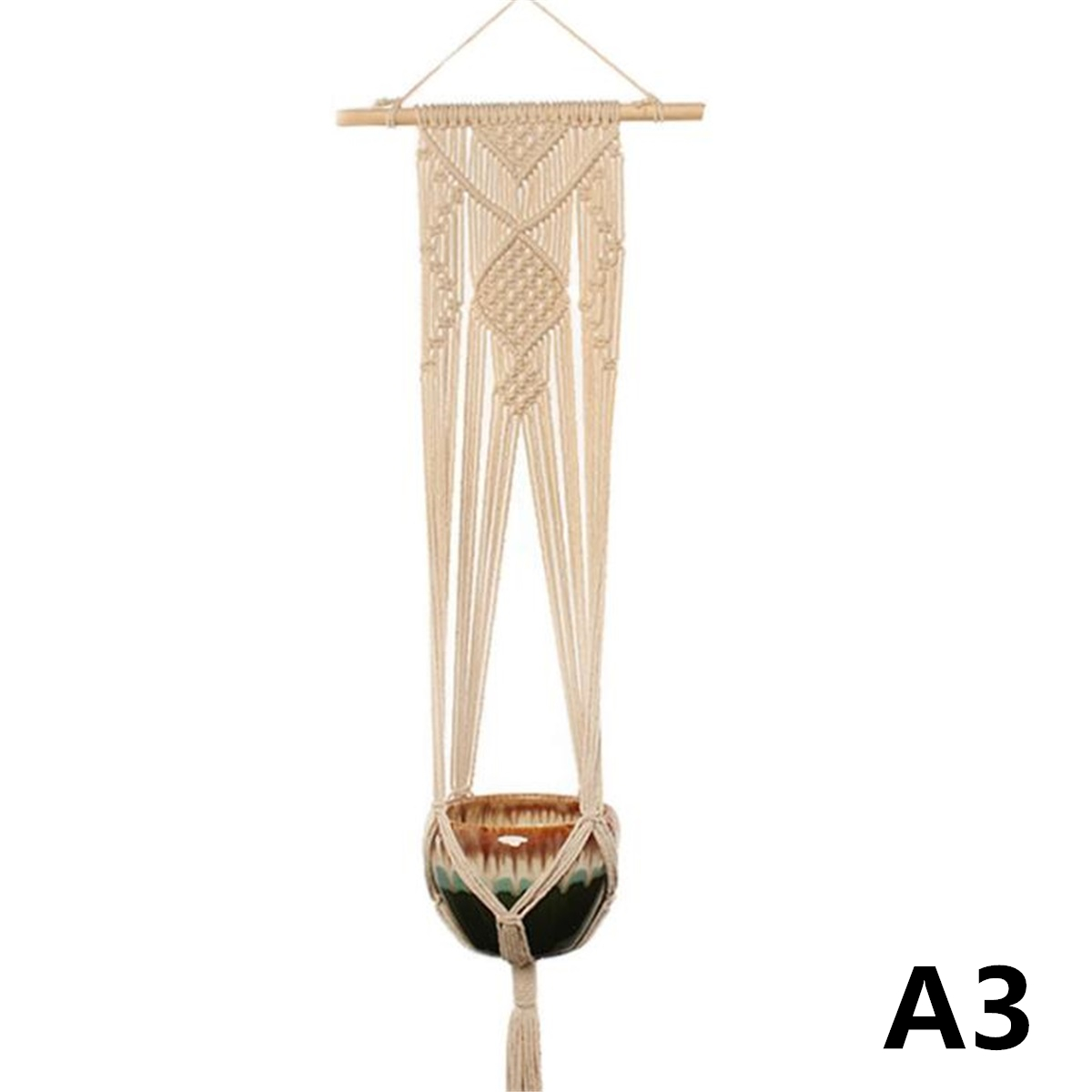 Hecho a mano macramé para planta de cesta de pote de flor Macrame nudo de elevación para la decoración de la pared de Countyard jardín: A3