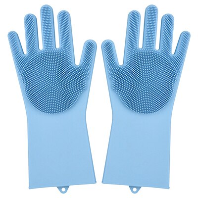 2 Stks/paar Siliconen Afwassen Handschoenen Magic Kitchen Cleaning Handschoenen Huishouden Hittebestendige Rubber Handschoenen Voor Koken En Schoon: Blauw