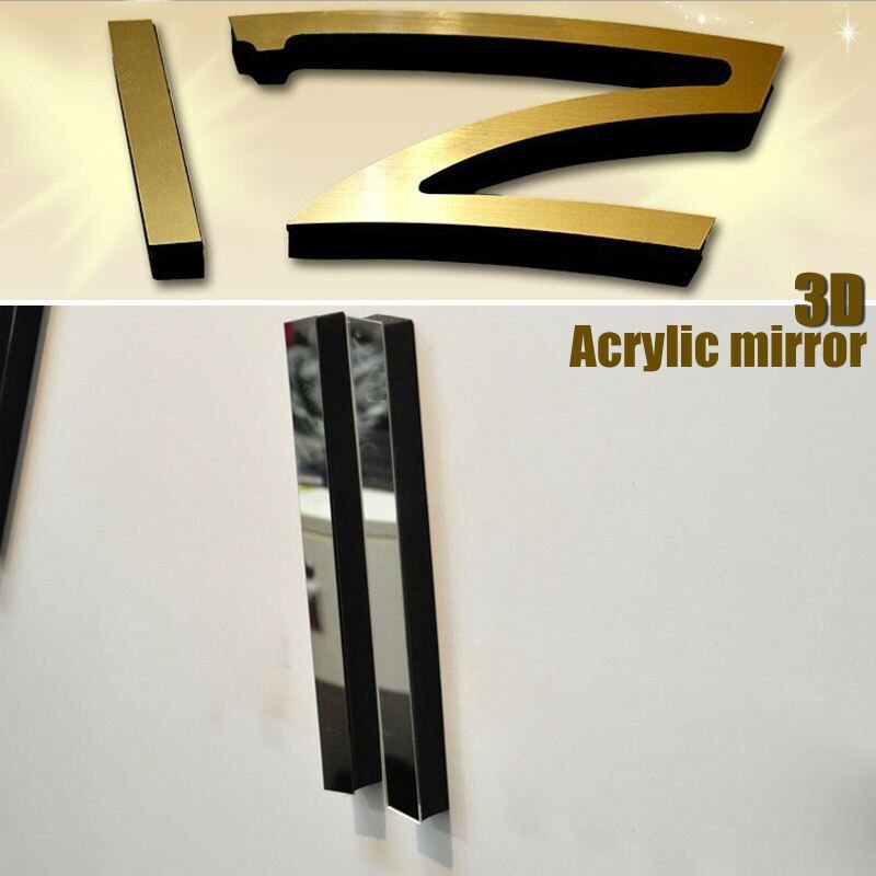 Big Wall Clock Quartz 3D Stereo DIY Wall Sticker Clock Living Room Simple Decoration Clock Acrylic MirrorClock