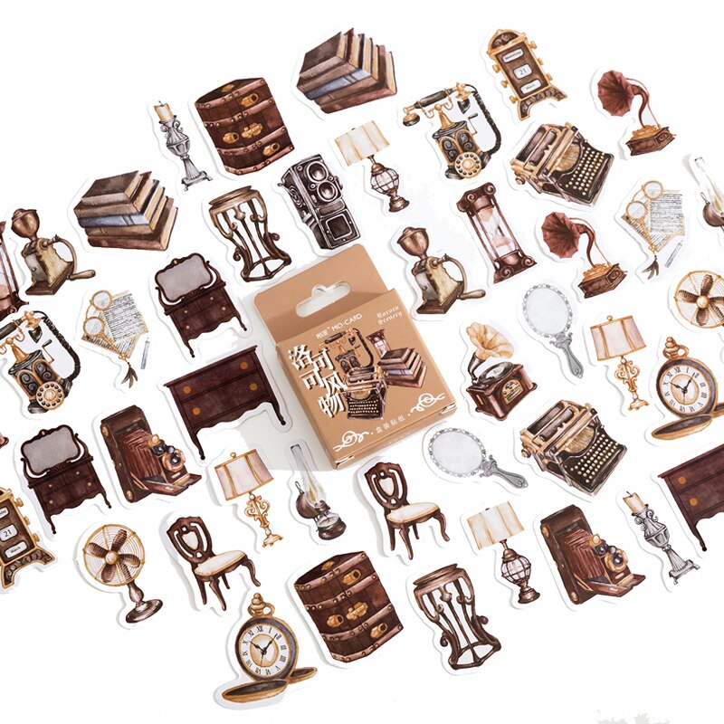 Autocollants d&#39;objets anciens Vintage, bricolage, Scrapbooking, Base de Journal, Collage, ordinateur portable, agenda heureux, décoration de scellage,