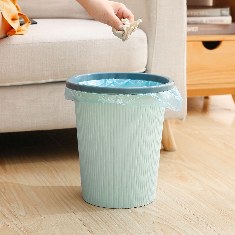 Simple Plastic Pressure Ring Trash Bin Household Uncovered Trash Can Large Trash Basket Classification Kitchen Trash Can