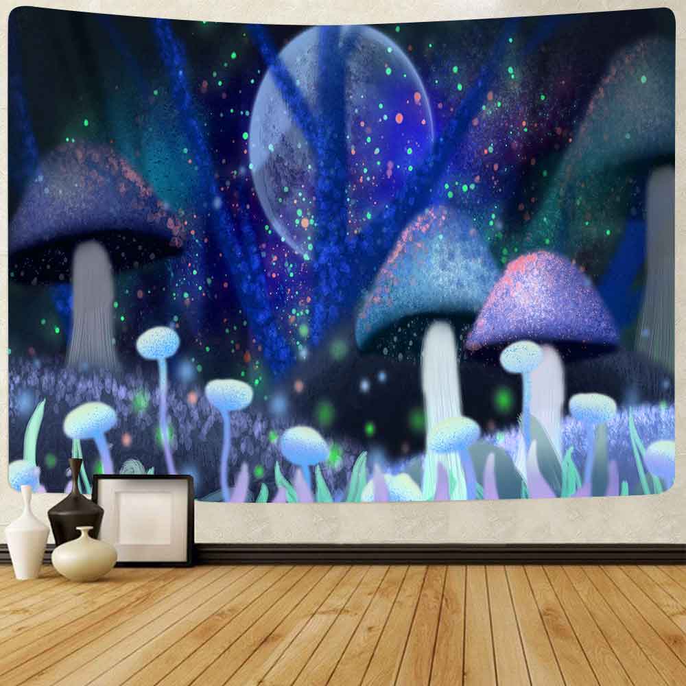 Simsant Trippy Mushroom Tapestry Great Ocean Wave Kanagawa Wall Hanging Tapestries for Living Room Bedroom Home Decor