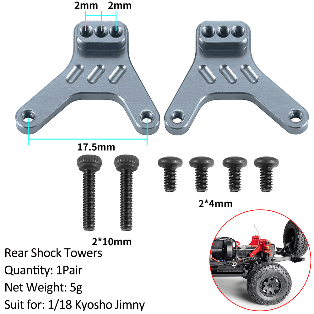 AXSPEED-Adaptador de cubo de rueda hexagonal de contrapeso de latón para coche teledirigido, amortiguador, torres, enlaces, neumáticos de goma para actualización de Kyosho Jimny 1/18: Negro