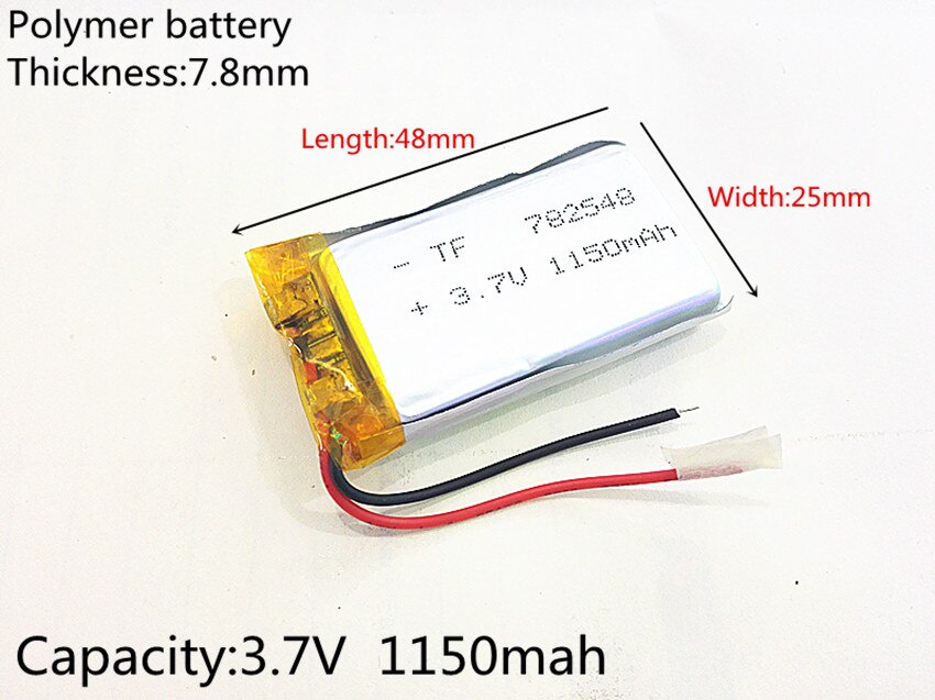 li-po 3.7V 1150mAh 782548 Lithium Polymer LiPo Rechargeable Battery ion cells For Mp3 Mp4 Mp5 DIY PAD DVD E-book headset
