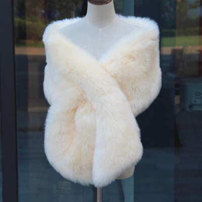 JaneVini Winter Braut Kap Hochzeit Mantel Faux Pelz Stola Weiß Rot Braut Capes Wraps Frauen Formale Kleid Schals Boleros Stolen: Photo Color 3