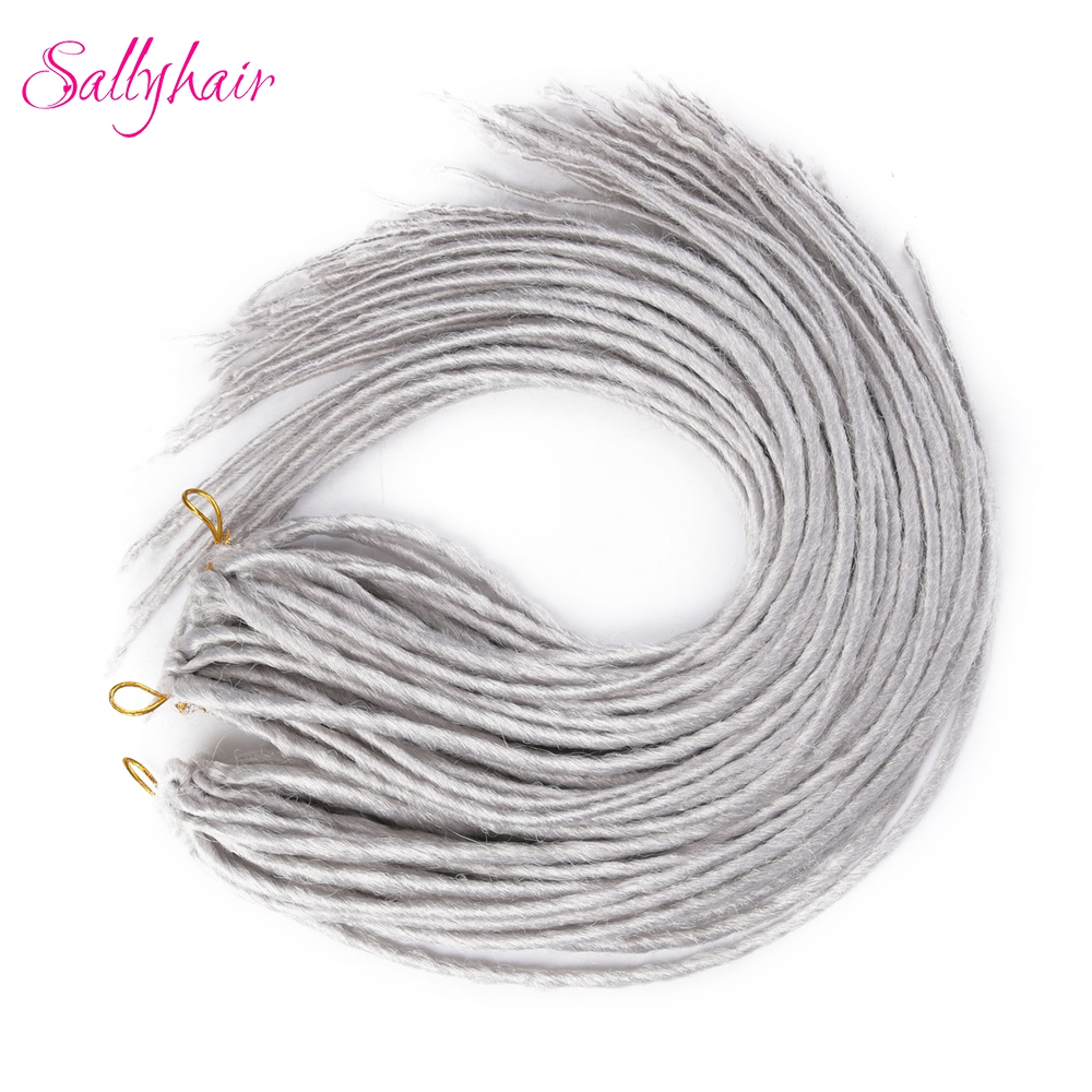 Sallyhair-extensiones de pelo largo para hombre y mujer, trenzas de ganchillo sintéticas, blancas y negras, 20 pulgadas, 12 hebras, hechas a mano