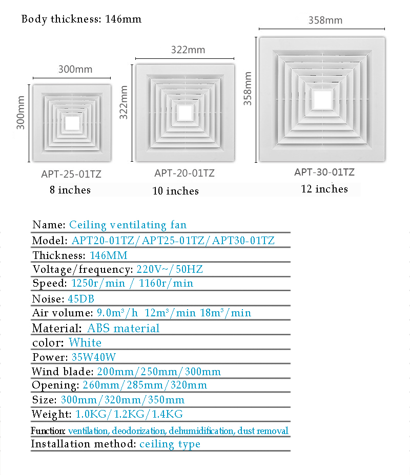 8/10/12inch Powerful Celling Bathroom Extractor Exhaust Fan Ventilating Inline Fan For Kitchen Wall Ventilation Fans