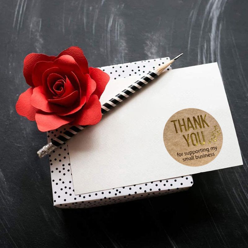500pcs Thank You for Supporting My Small Business Stickers Gold Foil Seal Label 667A