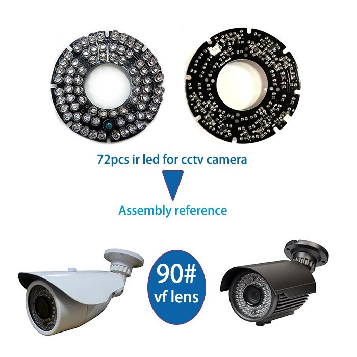 LED IR de para cámara CCTV, 72 Uds., con FY76-72V4-F de larga distancia