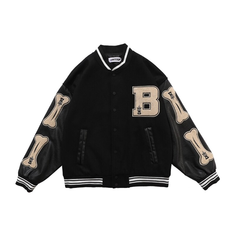 Menns hofte hopp baseball jakke kåper lodne bein brev lappeteppe valgfritt harajuku høyskole stil bomber jakke menn oversize m -2xl