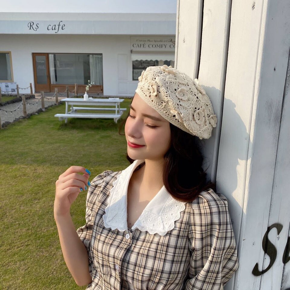 Hoed Zachte Japanse Koreaanse versie van herfst en winter zwarte wollen baret schildershoed parel heldere diamant dame stewardess hoed vrouwelijk kopen vanaf een prijs van 24