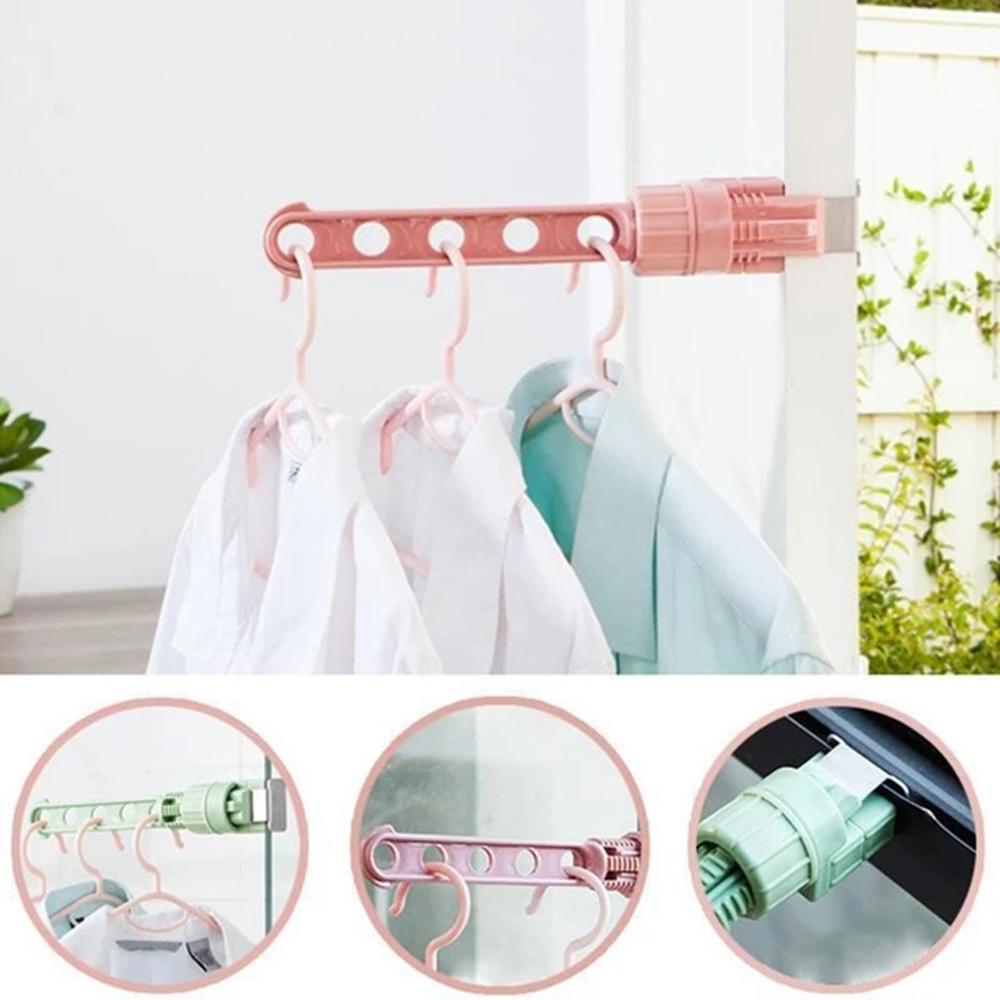 Puerta de ventana de interior, colgador de ropa con 5 agujeros, perchero colgante, estante multifuncional para ventana, tendedero para secar ropa