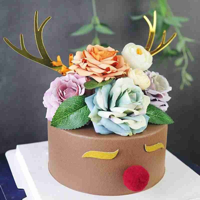 Akryl jul gevir kake topper bursdagsfest kake elg reinsdyr gevir dekorasjon natal hjem baking dessert forsyninger