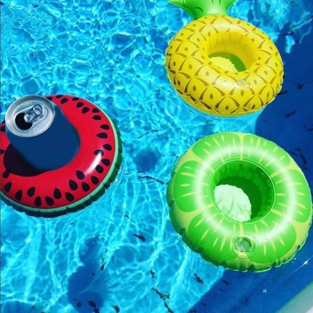 Coaster Inflatable PVC Donut Lemon Watermelon Pineapple Crab Love Cup Holder Inflatable Water Floating Cup Holder