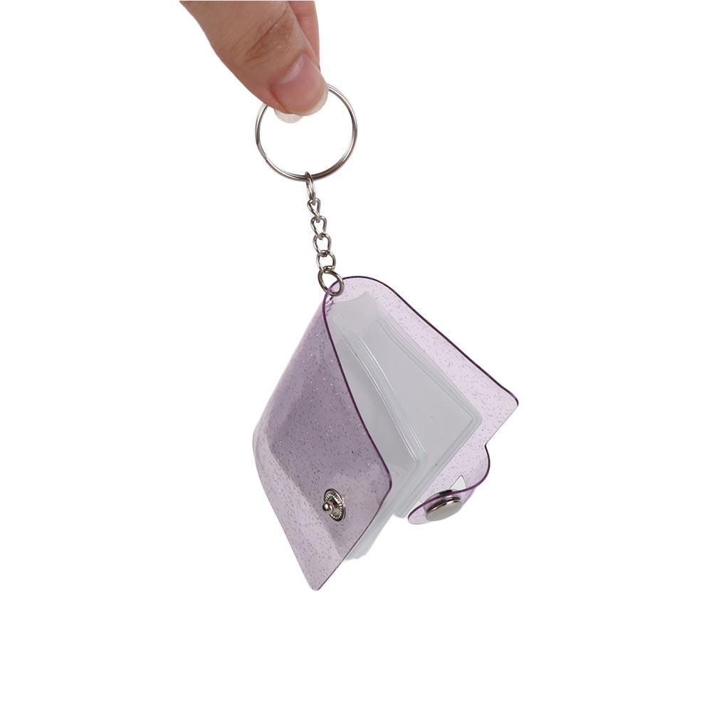 Druckknopf, Mini-Fotoalbum mit Schlüsselanhänger, DIY tragbares Taschenalbum, einfache PVC-Aufbewahrung, Fotokartenhalter, Fotoaufkleber
