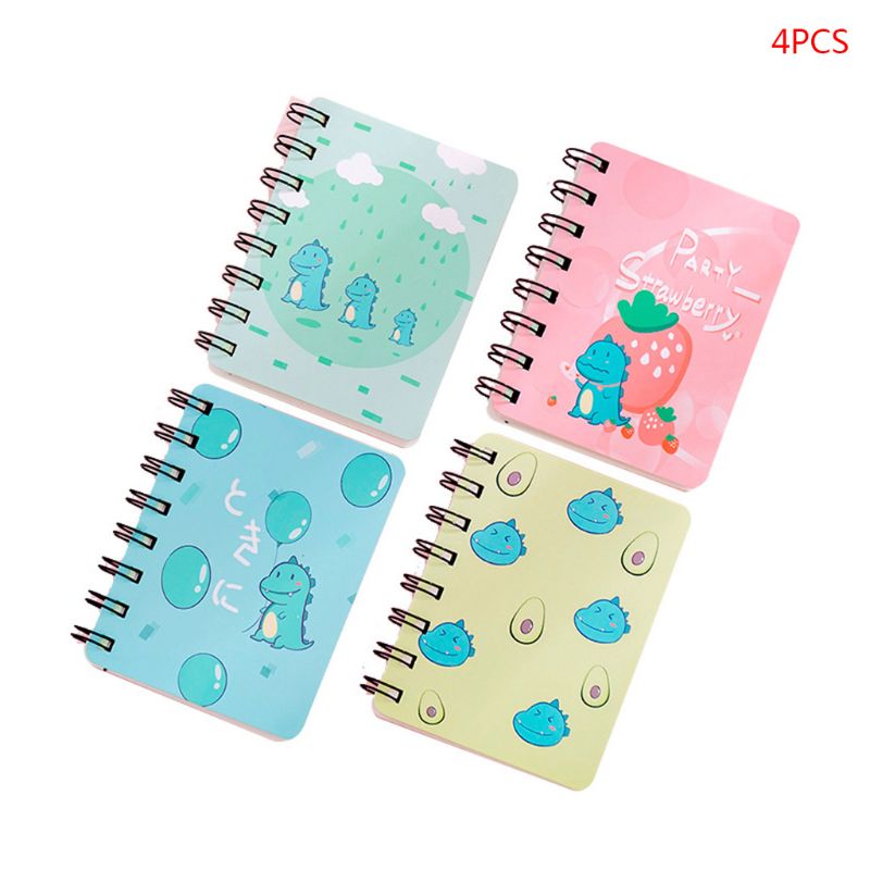 4pcs Dinosaur Spiral Coil Notebook Blank Paper Journal Diary Planner Notepad