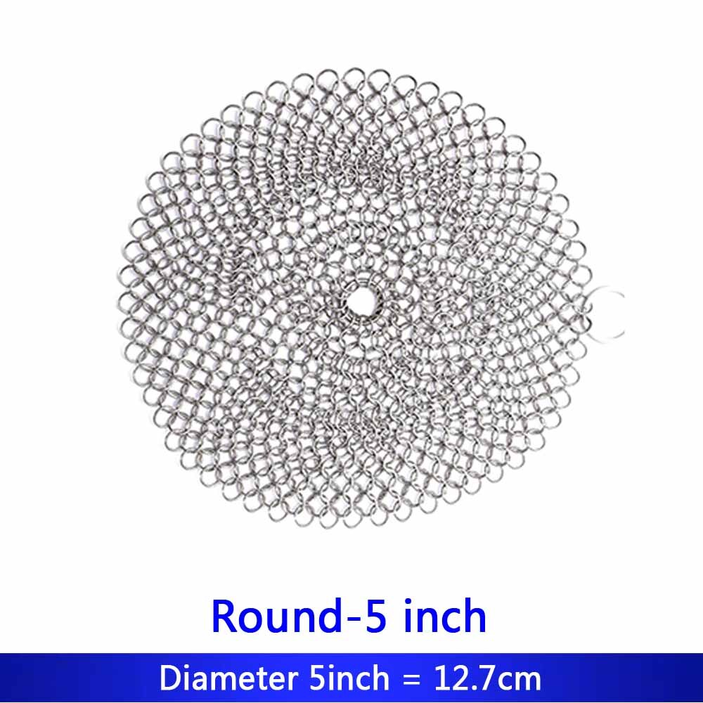 4in-6in 316 Cast Iron Cleaner Kitchen Rust Pot Pans Cleaning Scrubber Steel Rust Remover Scraper Brush Kit Metal Cleaning Brush: Round-5inch