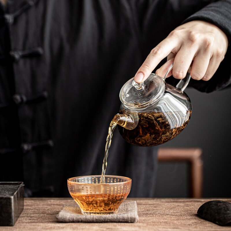 260ml Transparent Glass Teapot Heat-resistant Teapots Home Kung Fu Tea Set Small Kettle Office Mini Flower Tea Pot