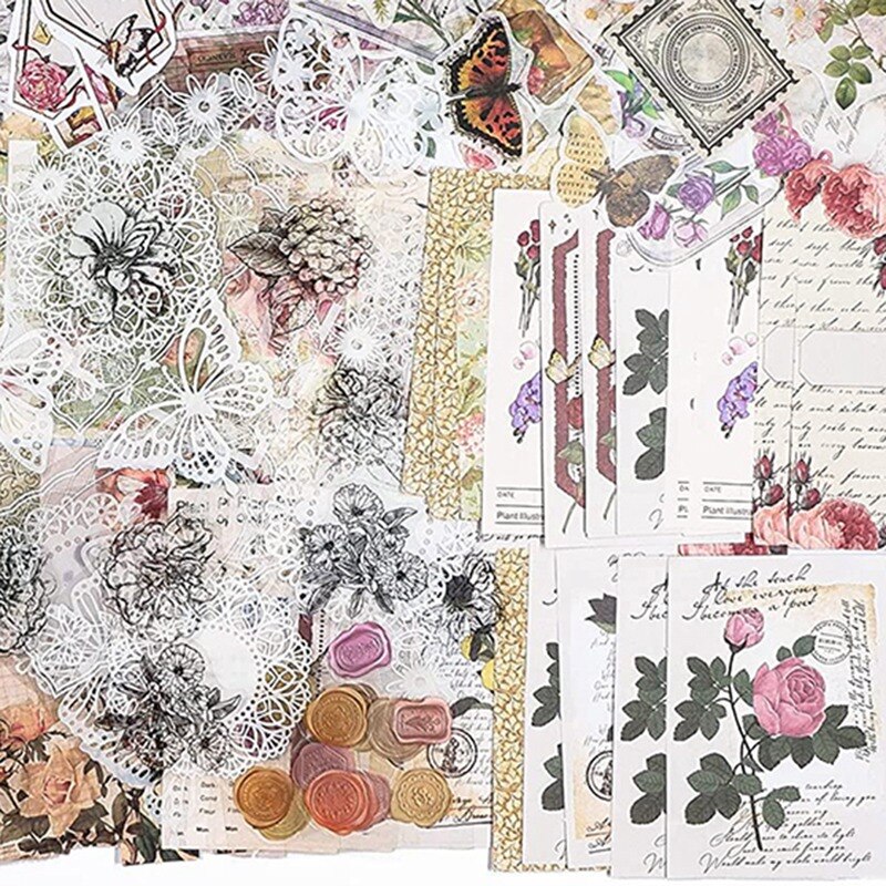 260 Piece Ephemera Set, Vintage Scrapbooking Supplies Pack, Vintage Paper and Paper Stickers, Art Craft , Letters
