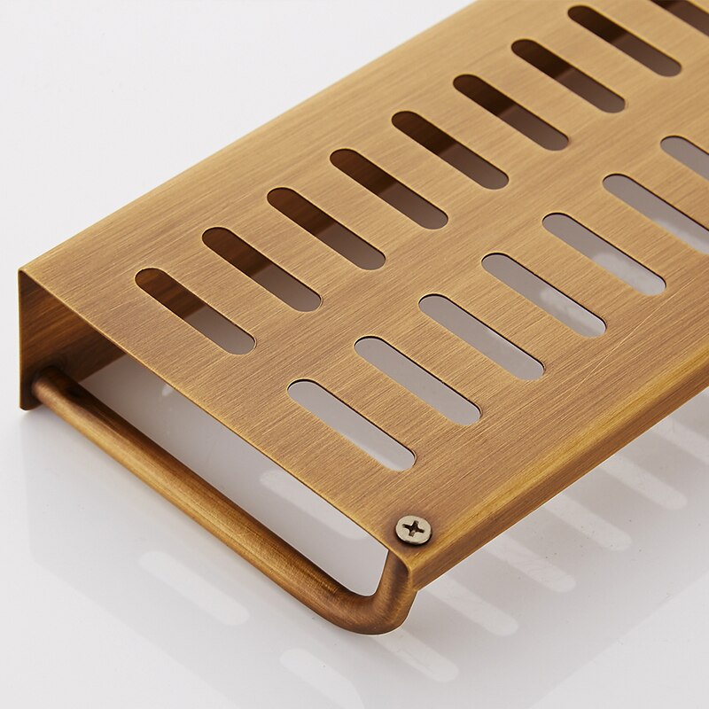 40/50cm Antique copper single tier bathroom shelves rack, Kitchen brass retro style square wall mounted storage shelf