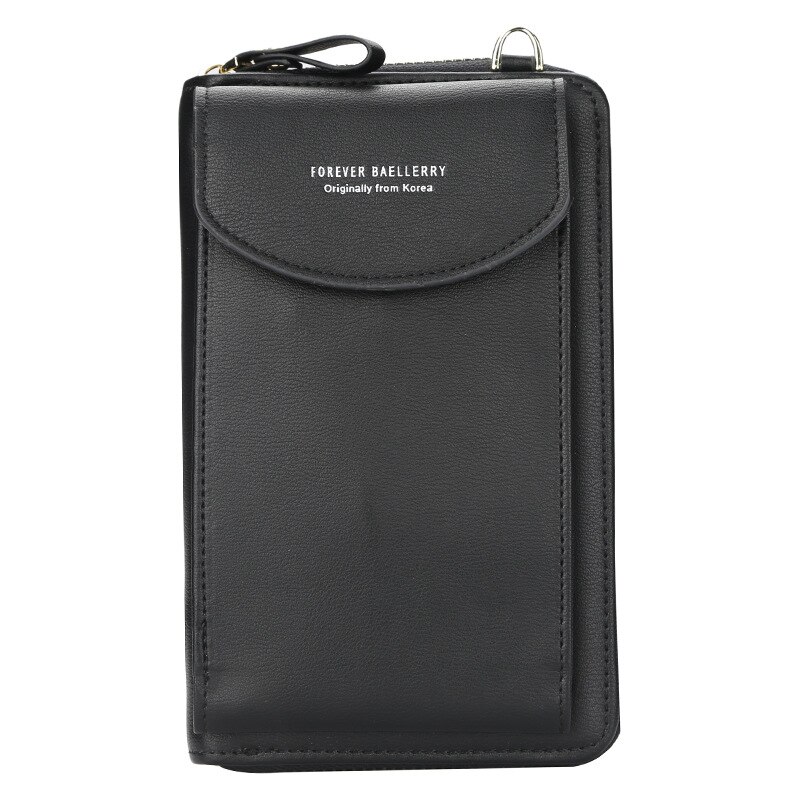 Dames portemonnee merk mobiele telefoon portemonnee grote kaarthouders portemonnee handtas portemonnee clutch messenger schouderbanden tas: Zwart