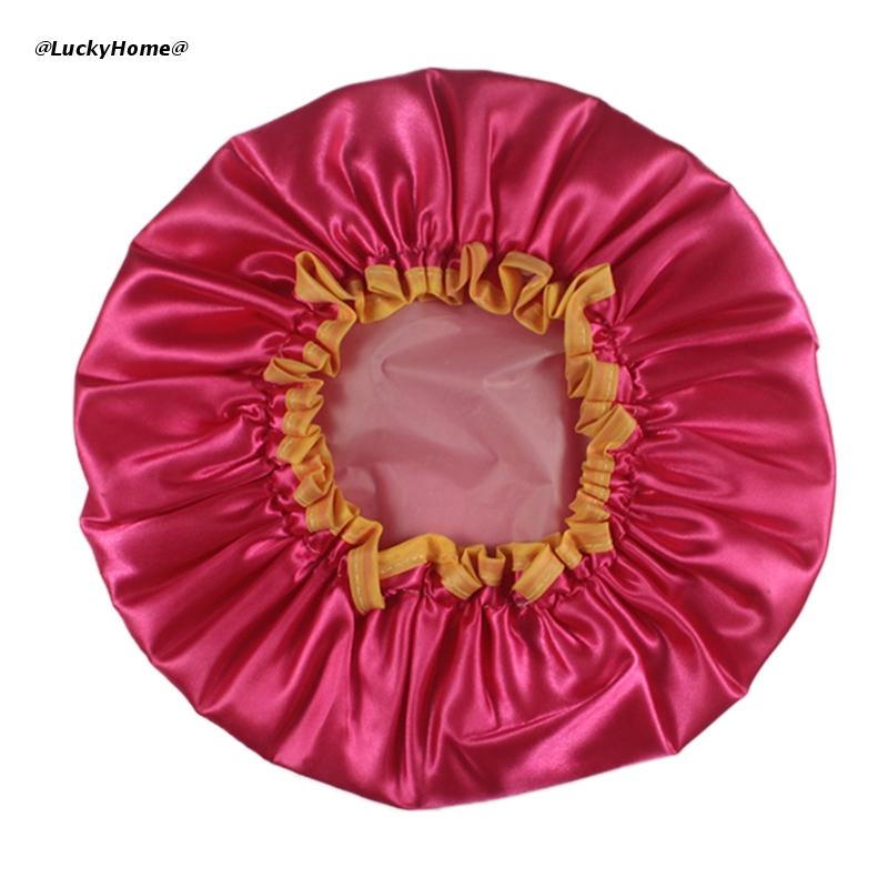 Bonnet de bain épais Double couche, imperméable, pour femmes, accessoires de salle de bain, pour voyage, Spa, hôtel, maison: Yellow Edge Rose