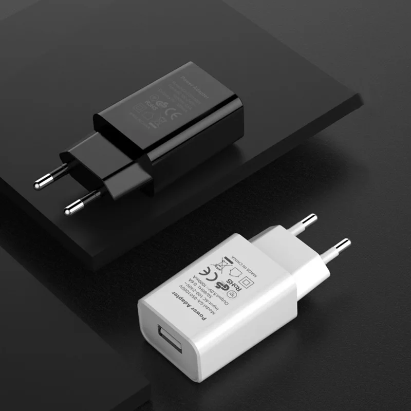 Mini cargador de pared USB de 5V 1A, cargador de teléfono móvil, adaptador de cargador de viaje con enchufe europeo para iPhone 13, Android, xiaomi, mi11, huawei mate30
