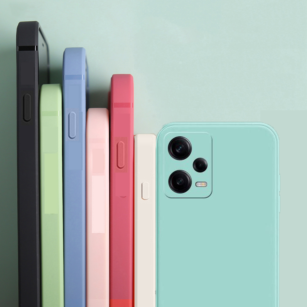 Square Frame Silicone Case For Xiaomi Redmi Note 12 Pro Plus Note12 4G 5G Coque Solid Color Soft Back Cover