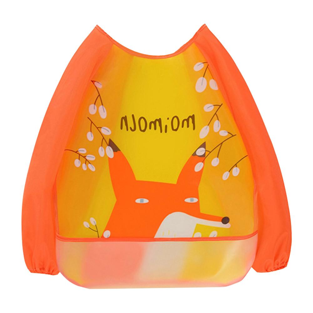 Baby Essen Bib Cartoon Wasserdicht Fleck Beständig Cape EVA Kinder Zeichnung Kittel speichel handtuch: Orange