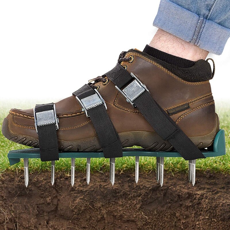 Chaussures aérées pour pelouse-pour une aération efficace du sol de pelouse-3 bretelles réglables et boucles en métal lourd-taille unique