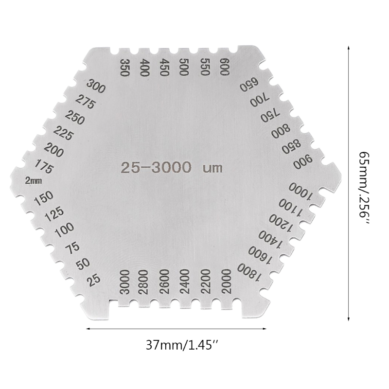 F2TE – peigne Hexagonal en acier inoxydable pour peinture, Film humide, jauge d'épaisseur
