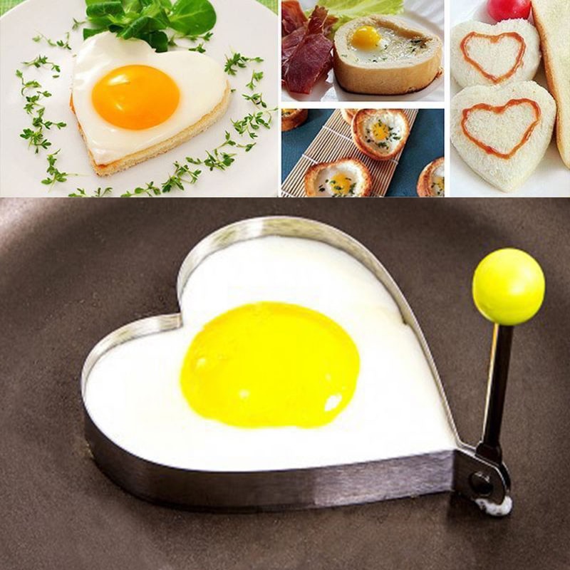 1pc rustfritt stål hjerte stekt egg pannekake tidligere omelett form form steke egg matlagingsverktøy kjøkken tilbehør duppeditt ringetone