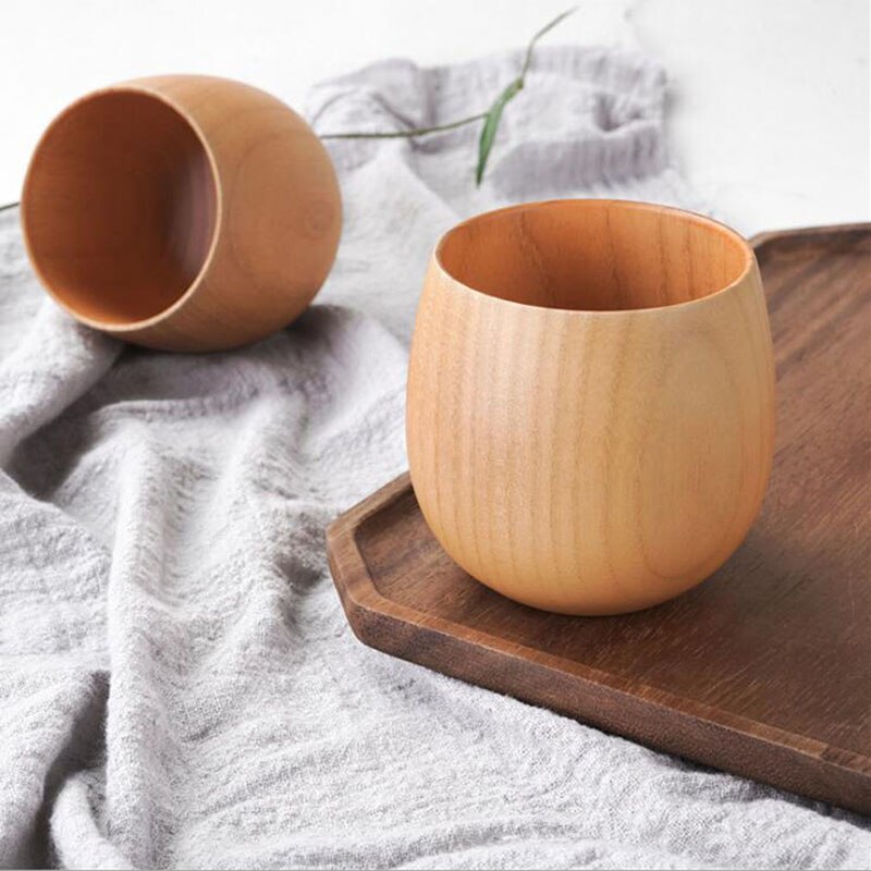 Tazas de madera de gran barriga hechas a mano Abeto Natural de madera cerveza té y café taza de agua leche cocina Bar Drinkware