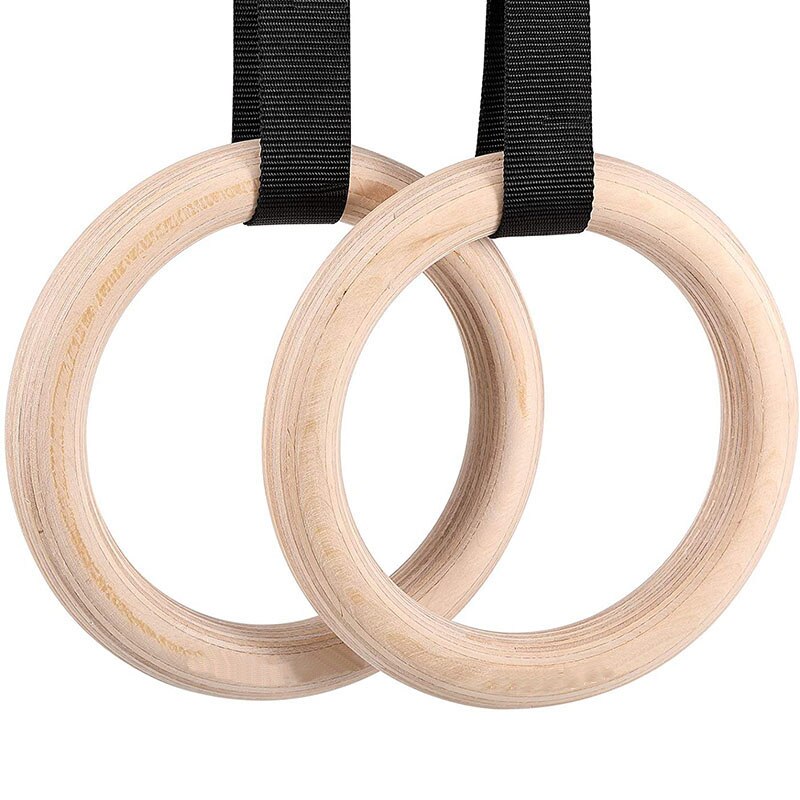 Holz Gymnastik- Ringe 28/32mm Fitnessstudio Ringe Mit Einstellbare Lange Schnallen Riemen trainieren Für Heimat Fitnessstudio & Kreuz Fitness: 1 einstellen von 32mm