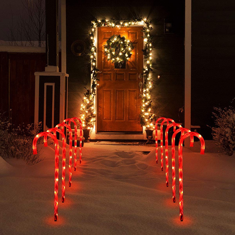 Usb Christmas Light Pathway Candy Cane Loopbrug Licht Aa Powered Straat Lamp Outdoor Tuin Yard Jaar Decoratie Lamp