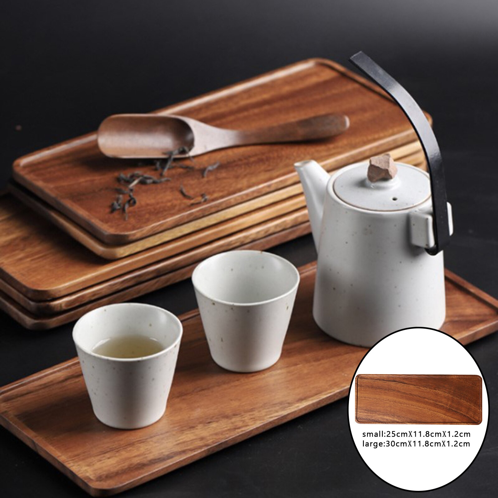 Rectangular Wood Tea Tray Wooden Plate Coffee Sushi Snacks Serving Plate