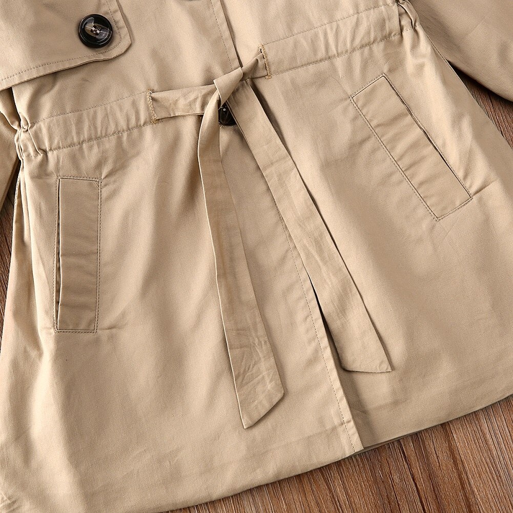 1-7Y chaqueta de viento para bebé chico niña gabardina botón sólido largo Parka abrigo Parka prendas de vestir cálido