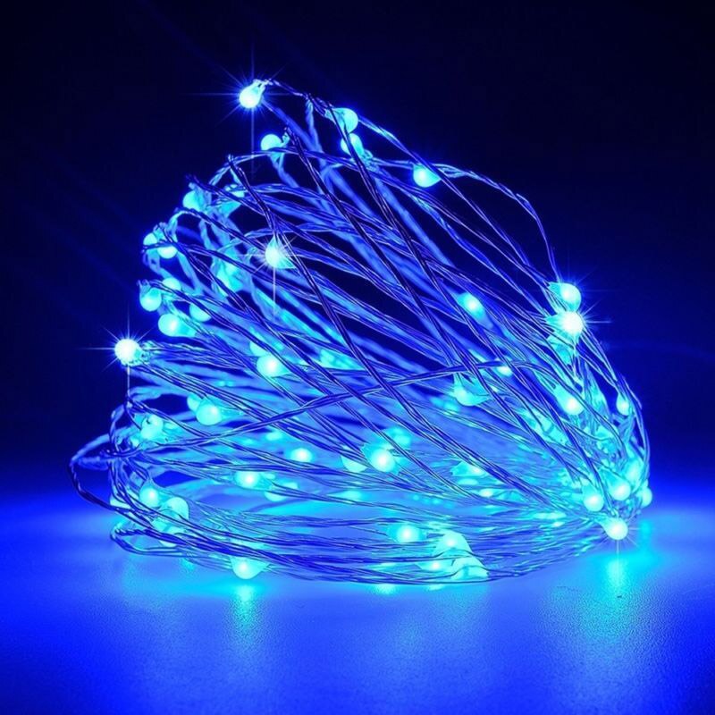 ROPIO 2M/5M LED Copper String Lights AA Battery Operated LED String Fairy Lights Christmas Wedding Party Decoration: Blue / 2M 20LEDs