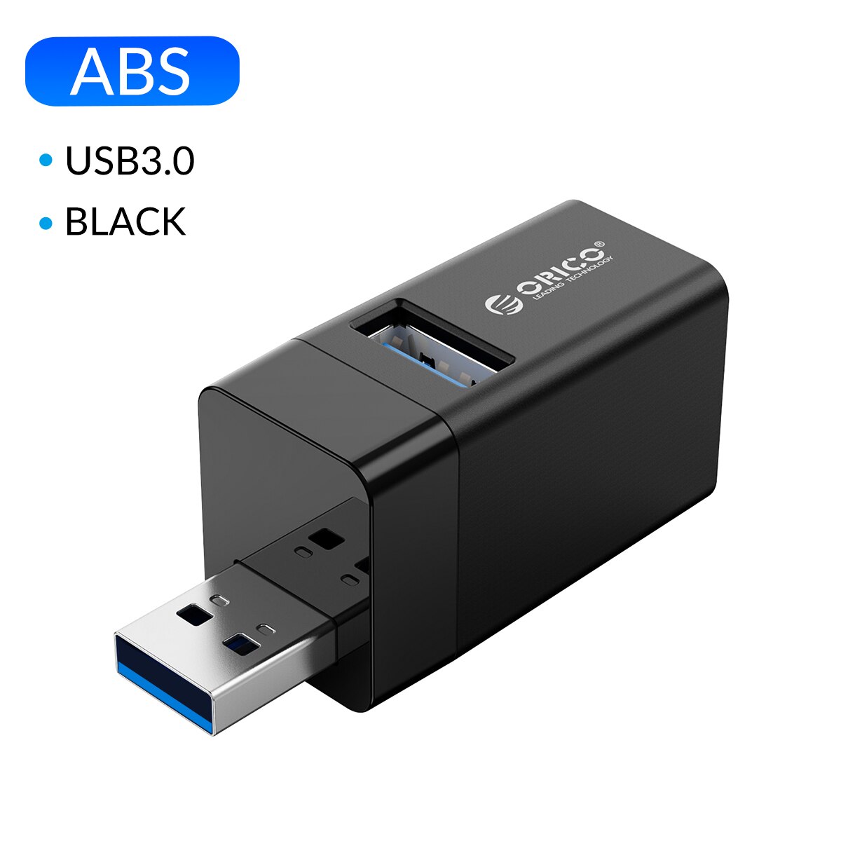 ORICO USB 3.0 Mini Hub USB 2.0 Splitter High Speed Expanded 3-port USB for desktop Laptop Free drive: ABS  BK