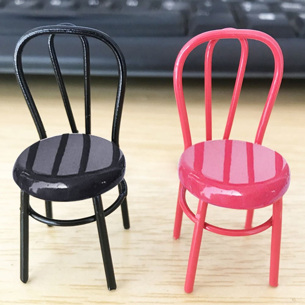 Chaise l'inventaire en métal pour maison de courses, meubles de simulation, accessoires de décoration, maison de beurre, 1PC, 1:24