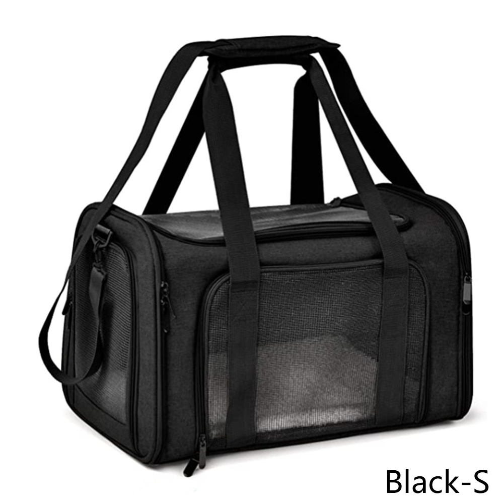 Portable Dog Carrier Bag Portable Dog Backpack With Mesh Window Airline Approved Small Pet Transport Bag Carrier For Dogs: B-Black-S