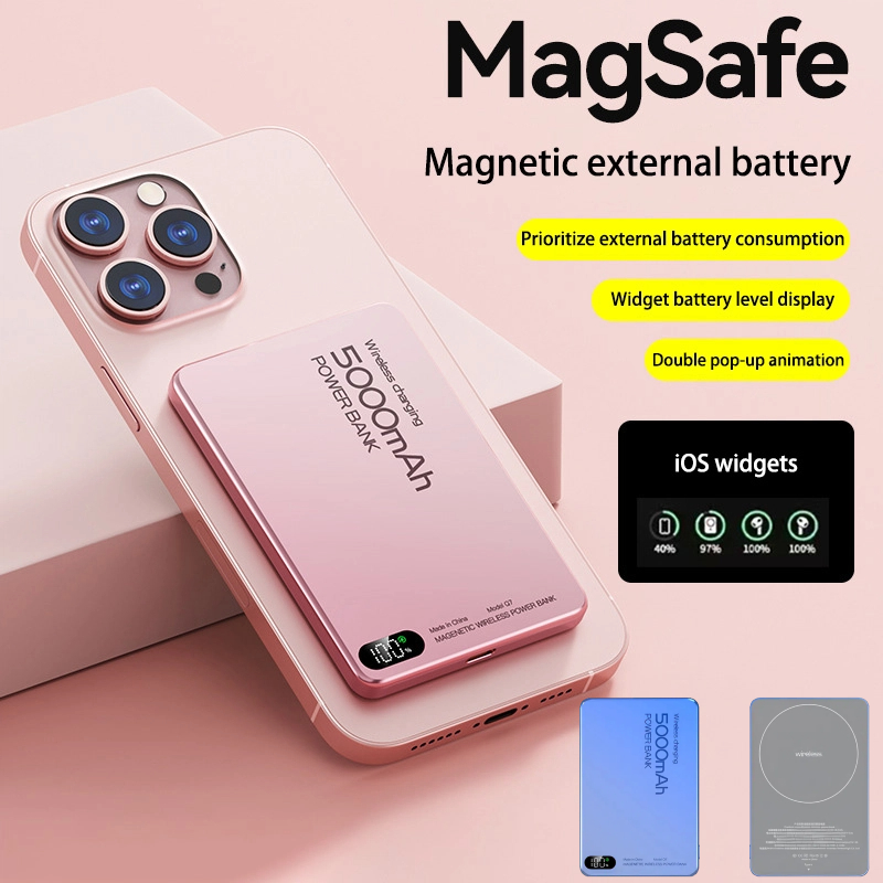 Originale powerbank aus aluminiumlegierung, ersatzakku für iphone 16, 15, 14, 13, 12, kabelloses schnellladegerät, magnetische powerbank mit magsafe-anschluss